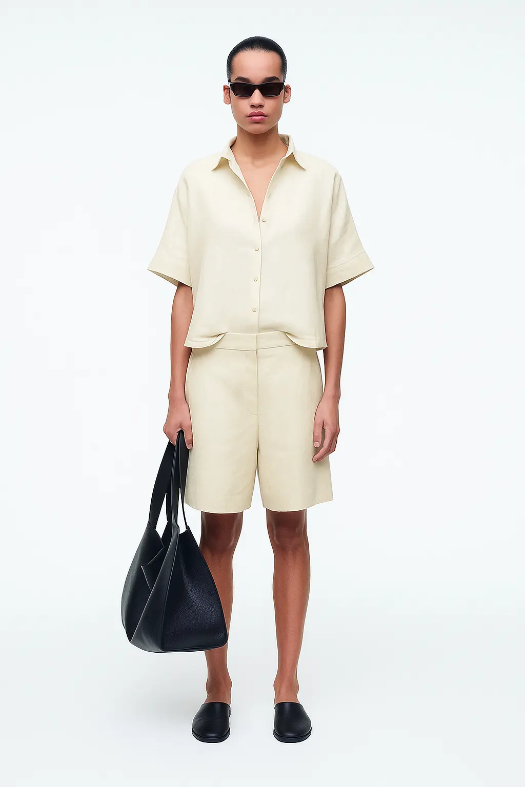TAILORED ELASTICATED LINEN SHORTS